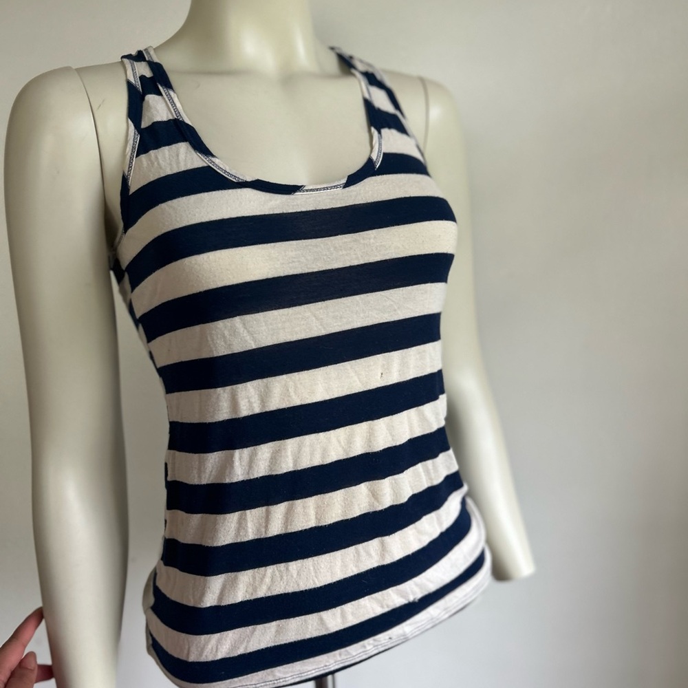l8ter Striped Navy and White Women's Tank Top S